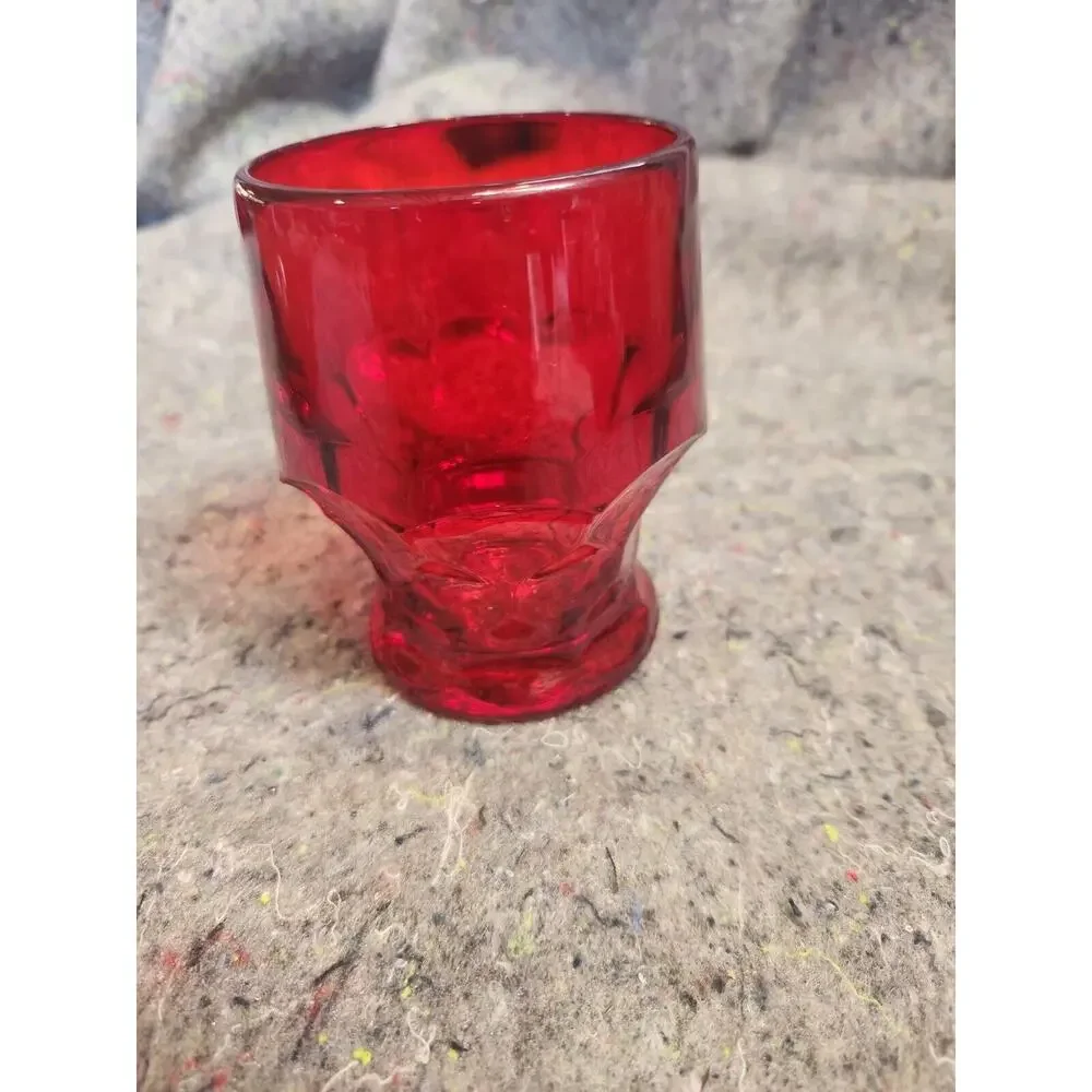 Vtg Viking Glass Ruby Red Georgian Honeycomb Drinking Glass